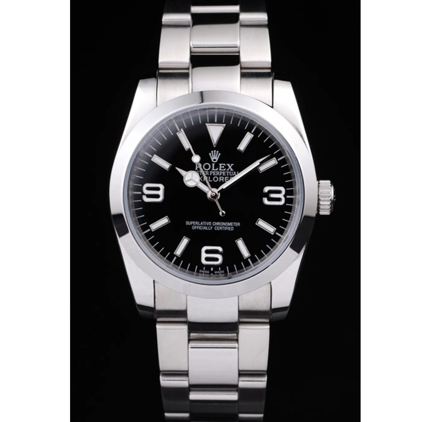 Aaa fake watches Rolex Explorer Dial Black 98087 Stainless Polished Steel 0723